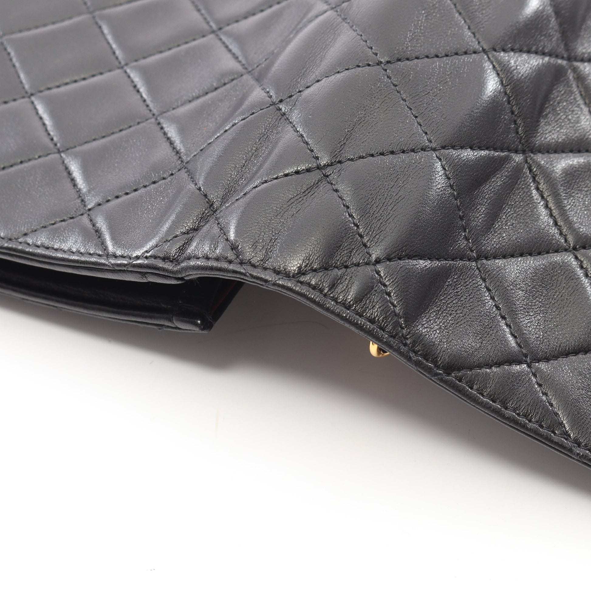 マトラッセ チェーンショルダーバッグ ラムスキン ブラック ゴールド金具 プッシュロック シャネル バッグ CHANEL