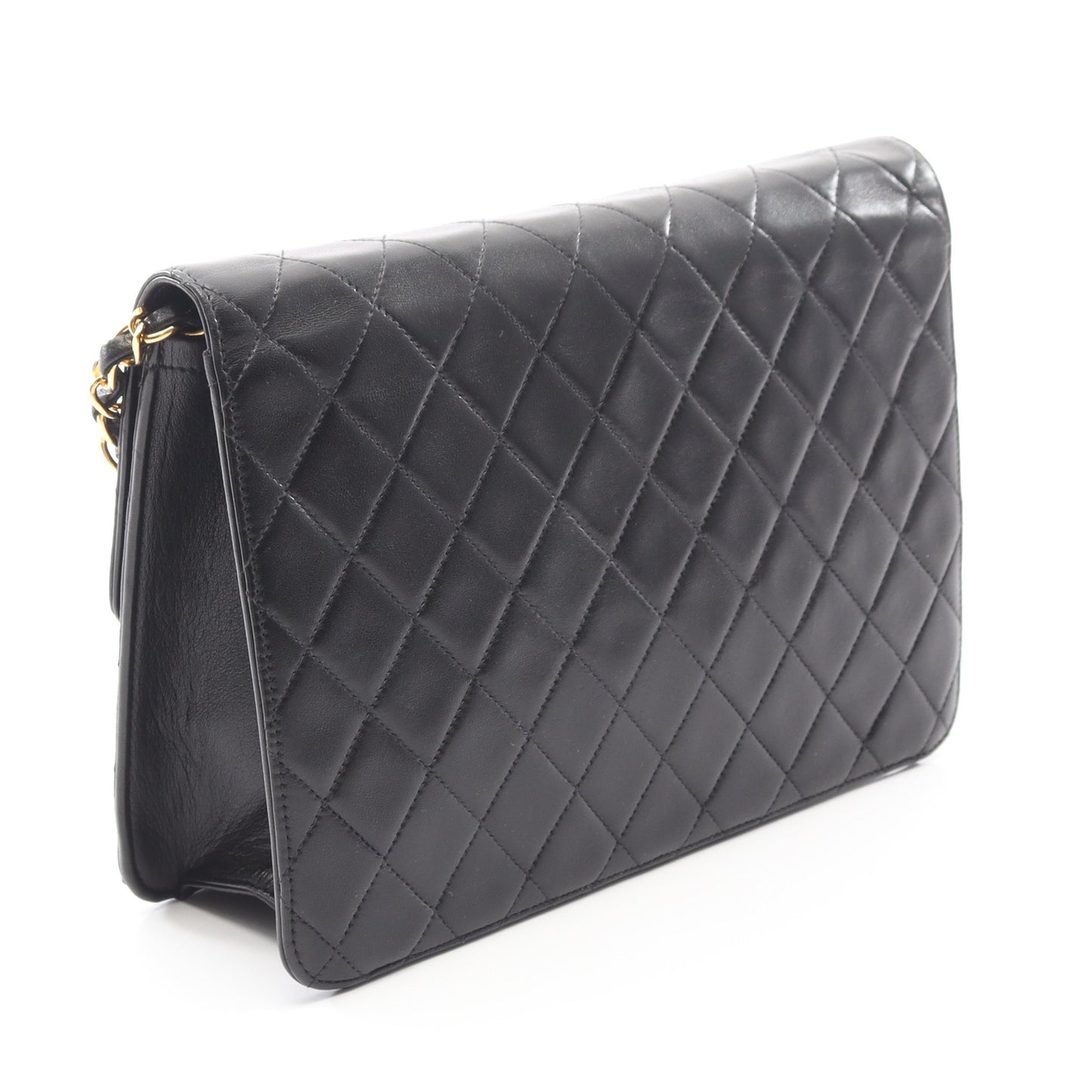 マトラッセ チェーンショルダーバッグ ラムスキン ブラック ゴールド金具 プッシュロック シャネル バッグ CHANEL