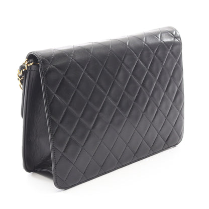 マトラッセ チェーンショルダーバッグ ラムスキン ブラック ゴールド金具 プッシュロック シャネル バッグ CHANEL