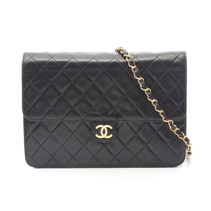 マトラッセ チェーンショルダーバッグ ラムスキン ブラック ゴールド金具 プッシュロック シャネル バッグ CHANEL