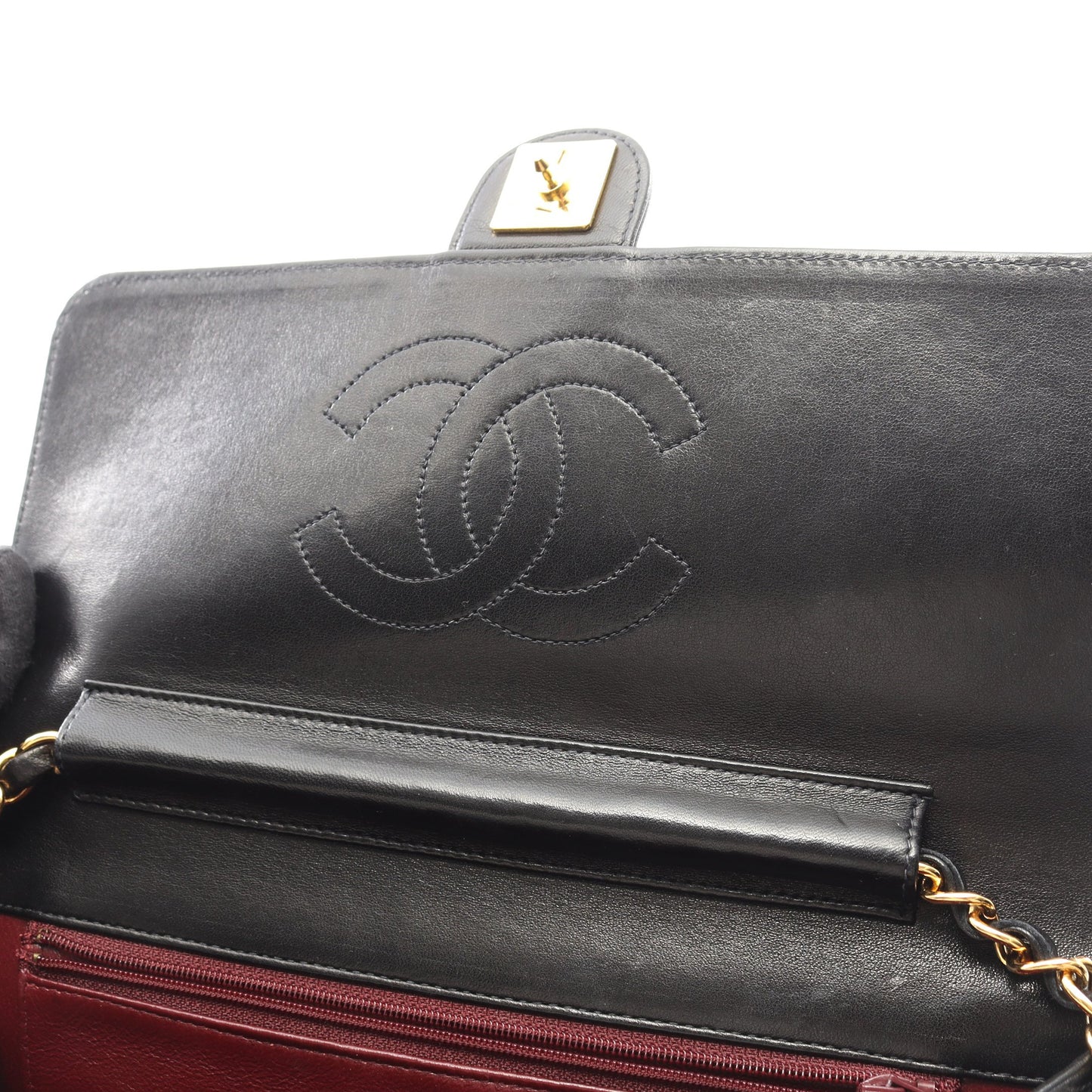 マトラッセ チェーンショルダーバッグ ラムスキン ブラック ゴールド金具 プッシュロック シャネル バッグ CHANEL