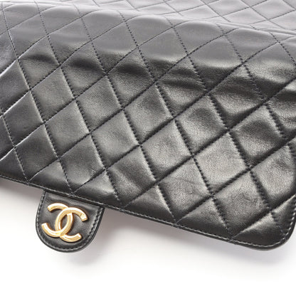 マトラッセ チェーンショルダーバッグ ラムスキン ブラック ゴールド金具 プッシュロック シャネル バッグ CHANEL
