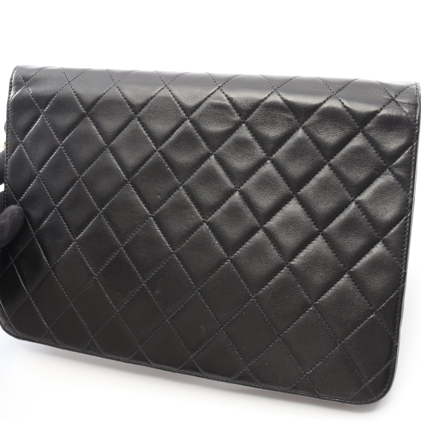 マトラッセ チェーンショルダーバッグ ラムスキン ブラック ゴールド金具 プッシュロック シャネル バッグ CHANEL