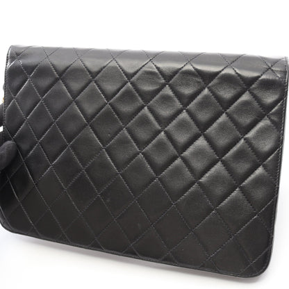 マトラッセ チェーンショルダーバッグ ラムスキン ブラック ゴールド金具 プッシュロック シャネル バッグ CHANEL