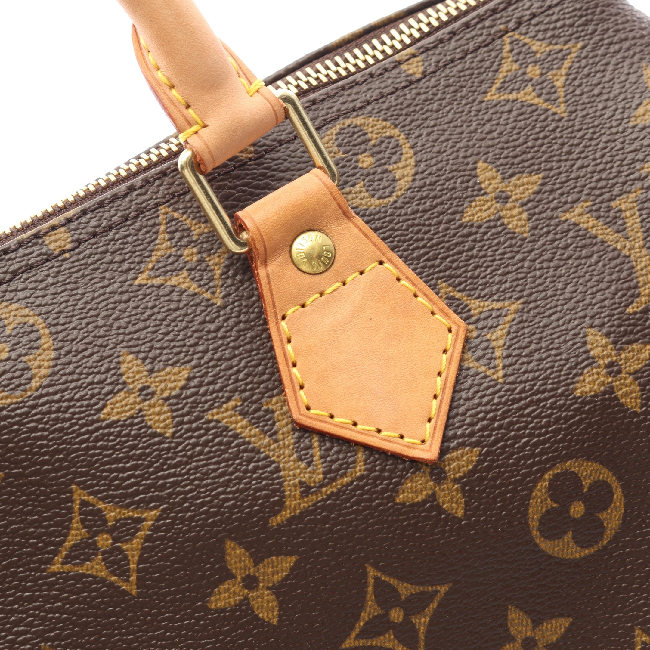 スピーディ30 モノグラム ハンドバッグ PVC レザー ブラウン ルイ