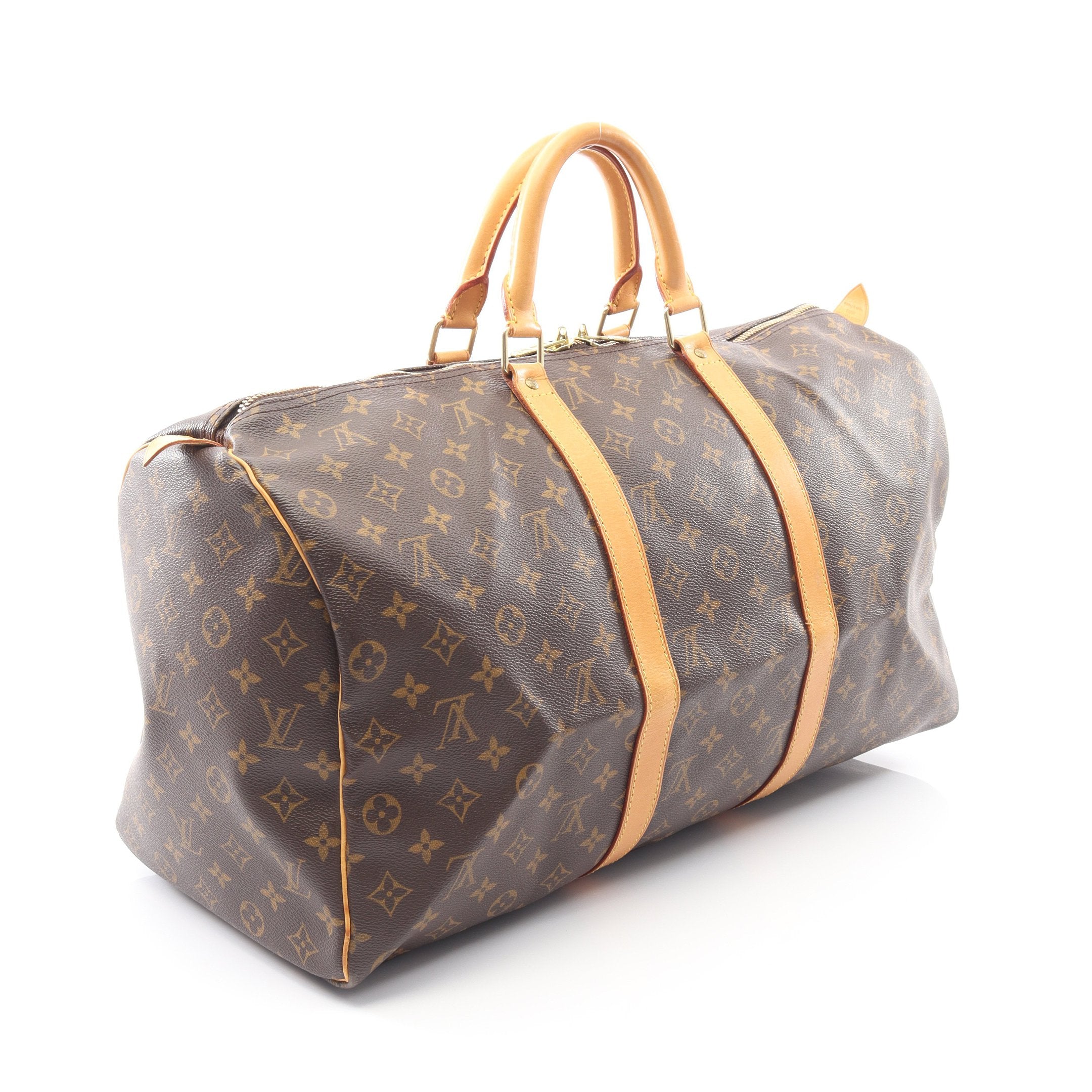 キーポル50 モノグラム ボストンバッグ PVC レザー ブラウン ルイ