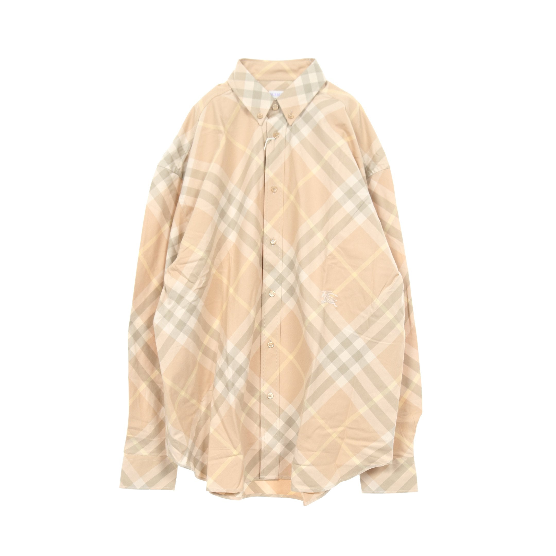 Burberry ベージュ チェック柄 シャツ M チェック シャツ コットン ベージュ マルチカラー バーバリー – RECLO