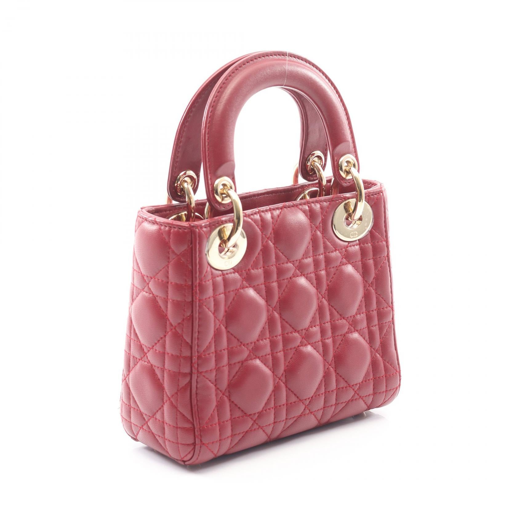 レディディオール ミニ ハンドバッグ レザー バーガンディ 2WAY クリスチャンディオール バッグ Christian Dior