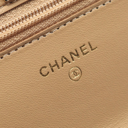 トレンディCC マトラッセ チェーンウォレット ラムスキン ベージュ ゴールド金具 シャネル バッグ CHANEL