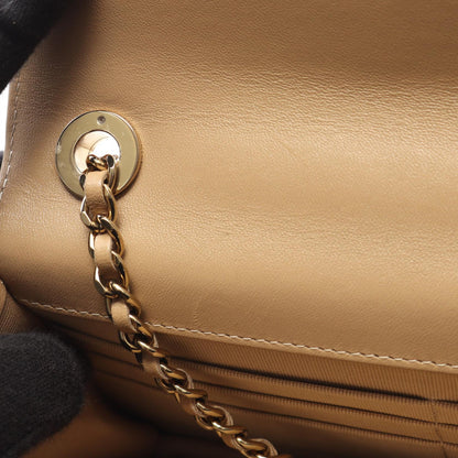 トレンディCC マトラッセ チェーンウォレット ラムスキン ベージュ ゴールド金具 シャネル バッグ CHANEL