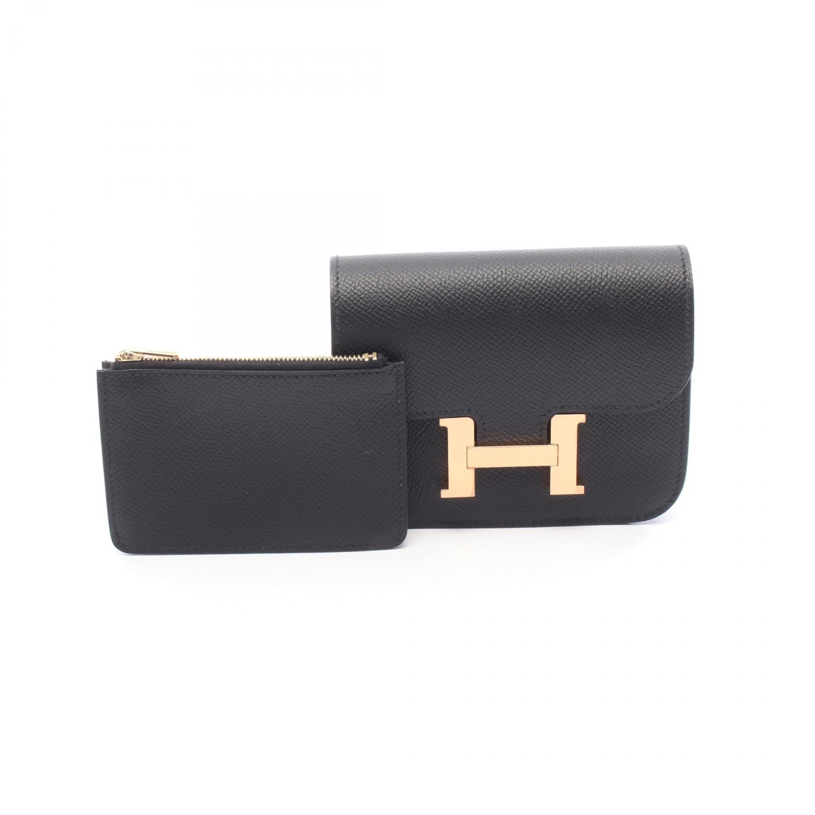 コンスタンス スリム 二つ折り財布 ヴォーエプソン ブラック ゴールド