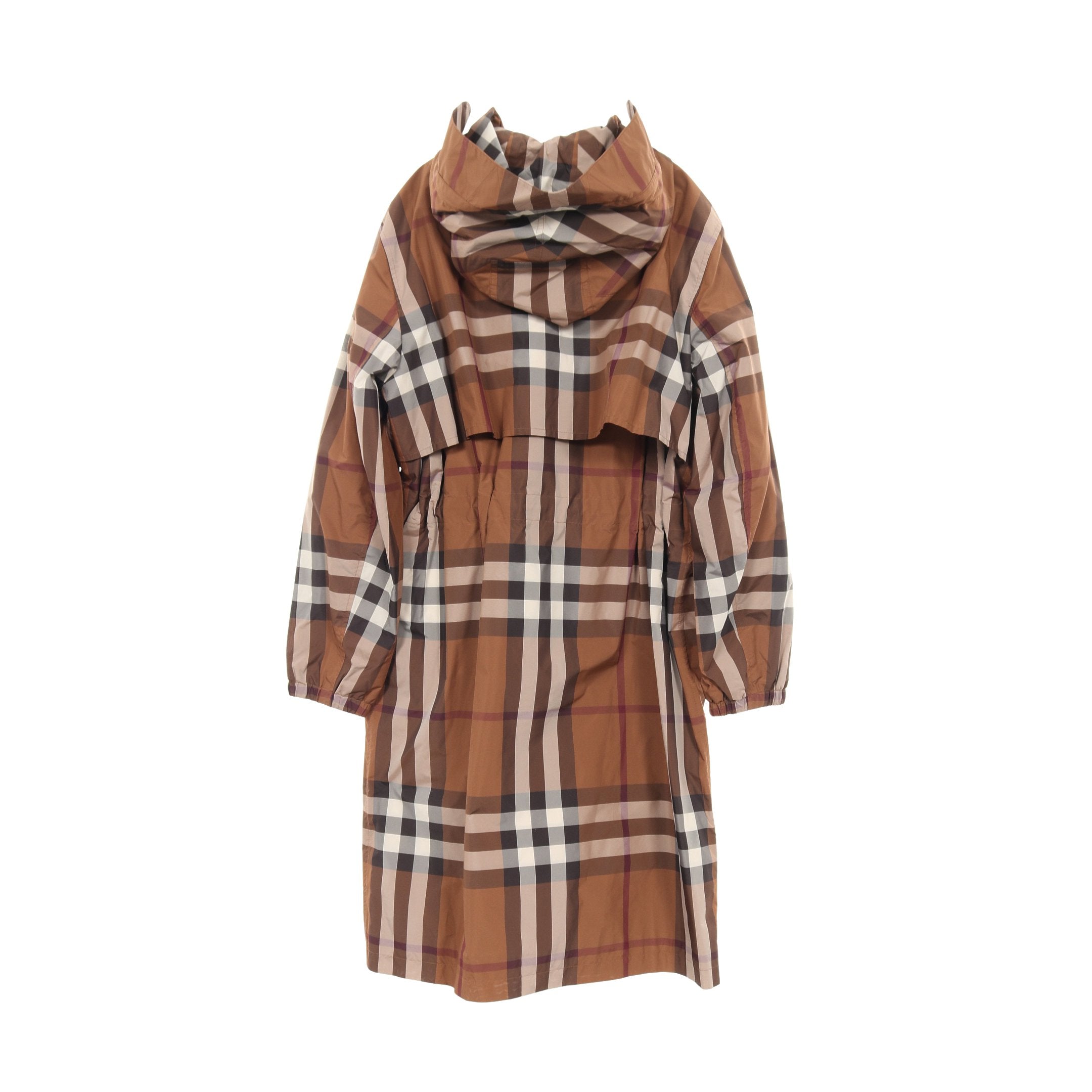 BINHAM LNG CHK コート ブラウン マルチカラー フード付き バーバリー