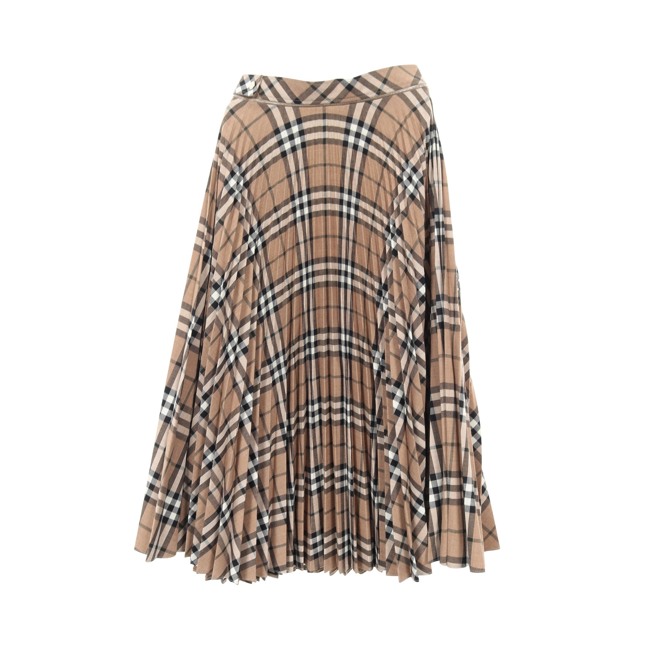 ノバチェック プリーツスカート ラップスカート ウール ブラウン