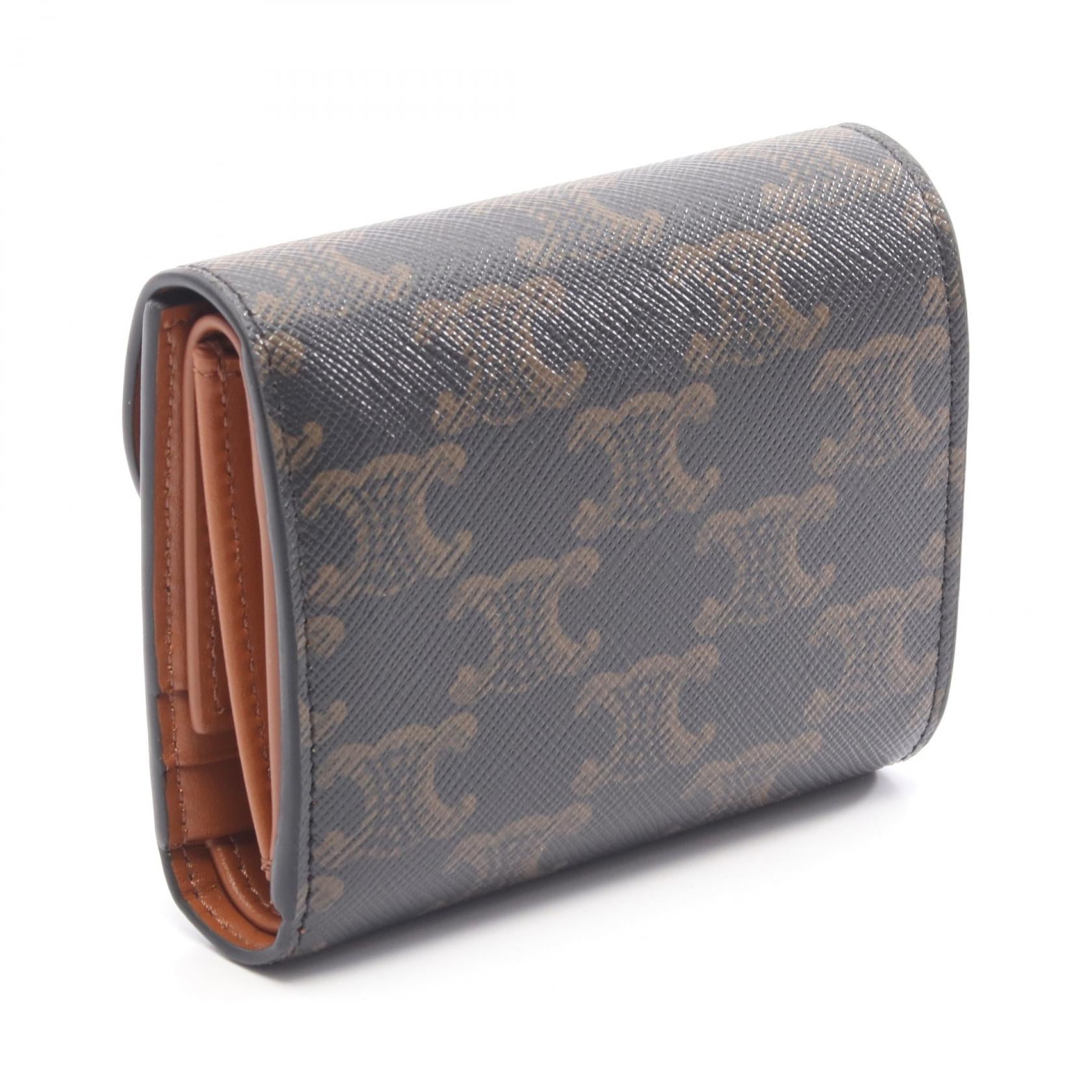 スモール トリオンフウォレット 三つ折り財布 PVC レザー ダーク