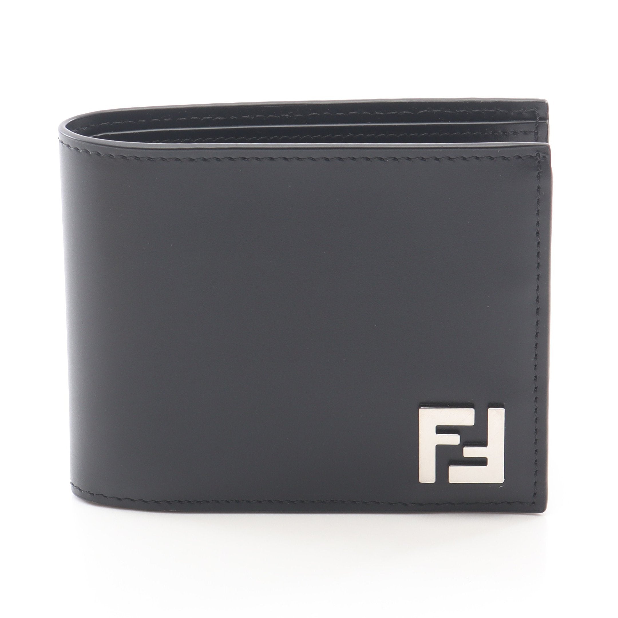 FENDI グレー レザー 二つ折り財布 二つ折り財布 レザー ブラック グレー フェンディ – RECLO