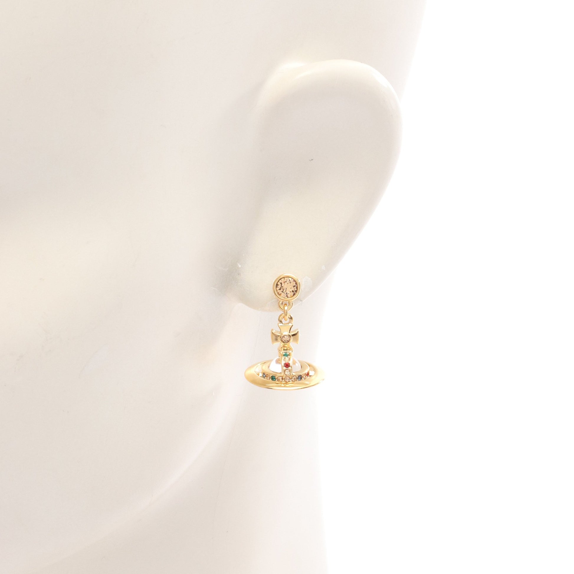 NEW PETITE ORB オーブ ピアス GP ラインストーン ゴールド マルチカラー ヴィヴィアンウエストウッド アクセサリー Vivienne Westwood