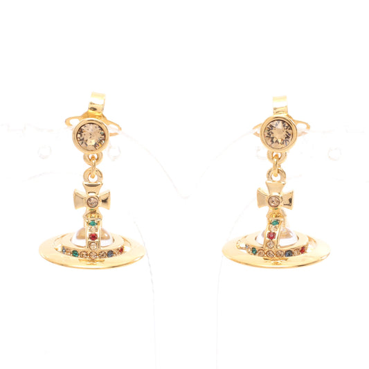 NEW PETITE ORB オーブ ピアス GP ラインストーン ゴールド マルチカラー ヴィヴィアンウエストウッド アクセサリー Vivienne Westwood