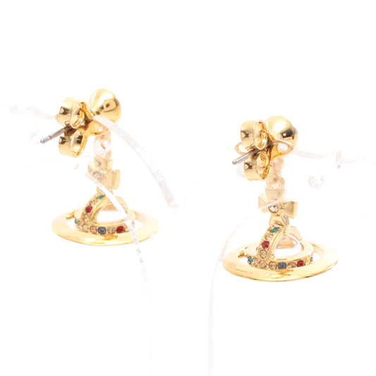 NEW PETITE ORB オーブ ピアス GP ラインストーン ゴールド マルチカラー ヴィヴィアンウエストウッド アクセサリー Vivienne Westwood