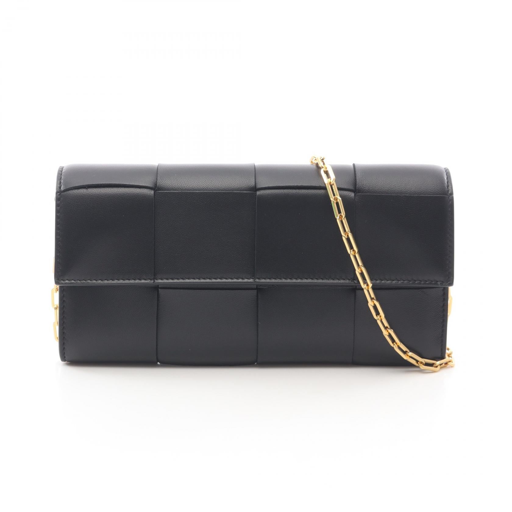 マキシイントレチャート チェーンウォレット レザー ブラック ボッテガ