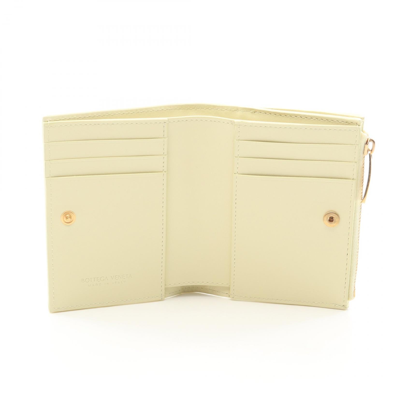 イントレチャート 二つ折り財布 レザー ライトイエロー ボッテガ