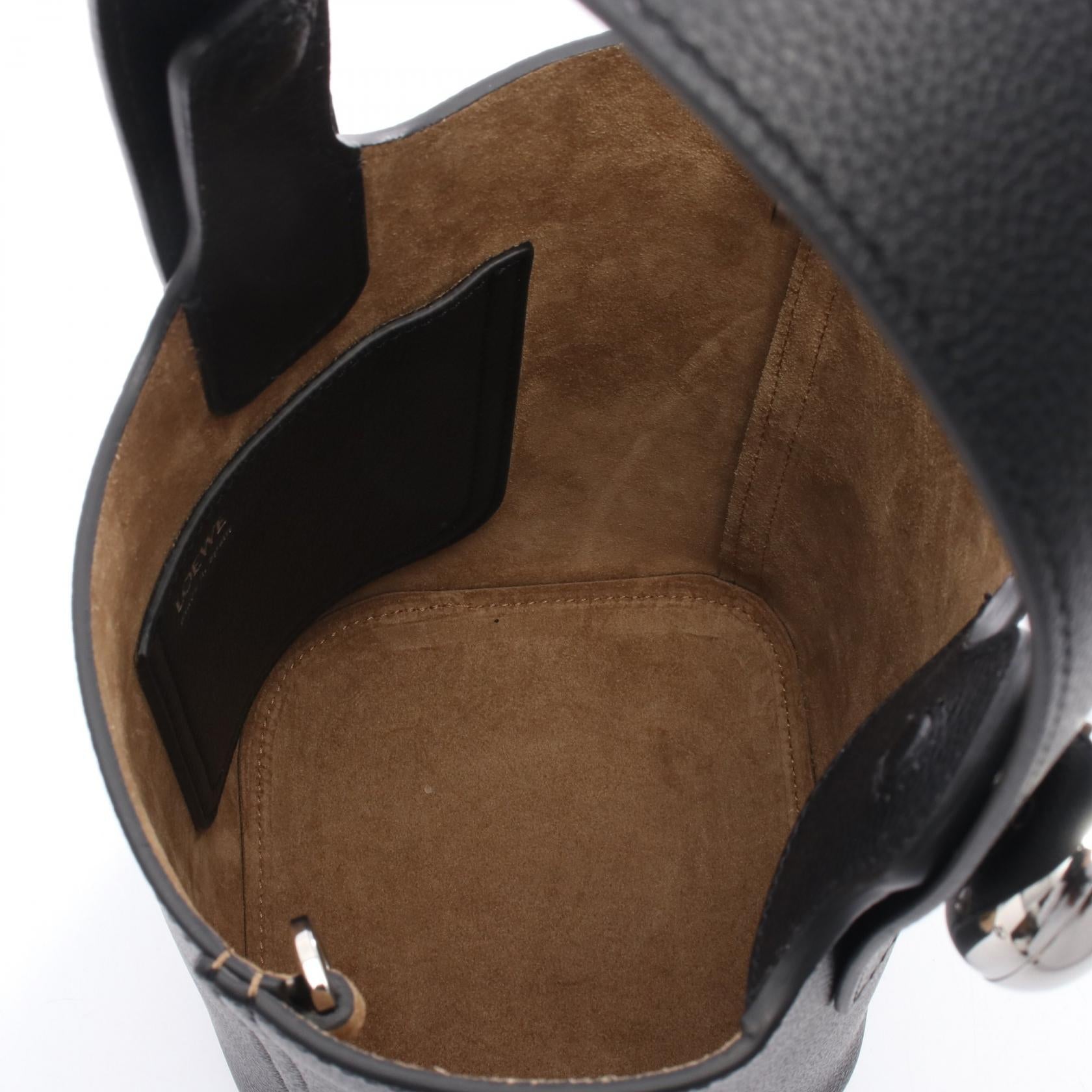 ペブルバケット ミニバッグ ハンドバッグ レザー ブラック 2WAY ロエベ バッグ LOEWE