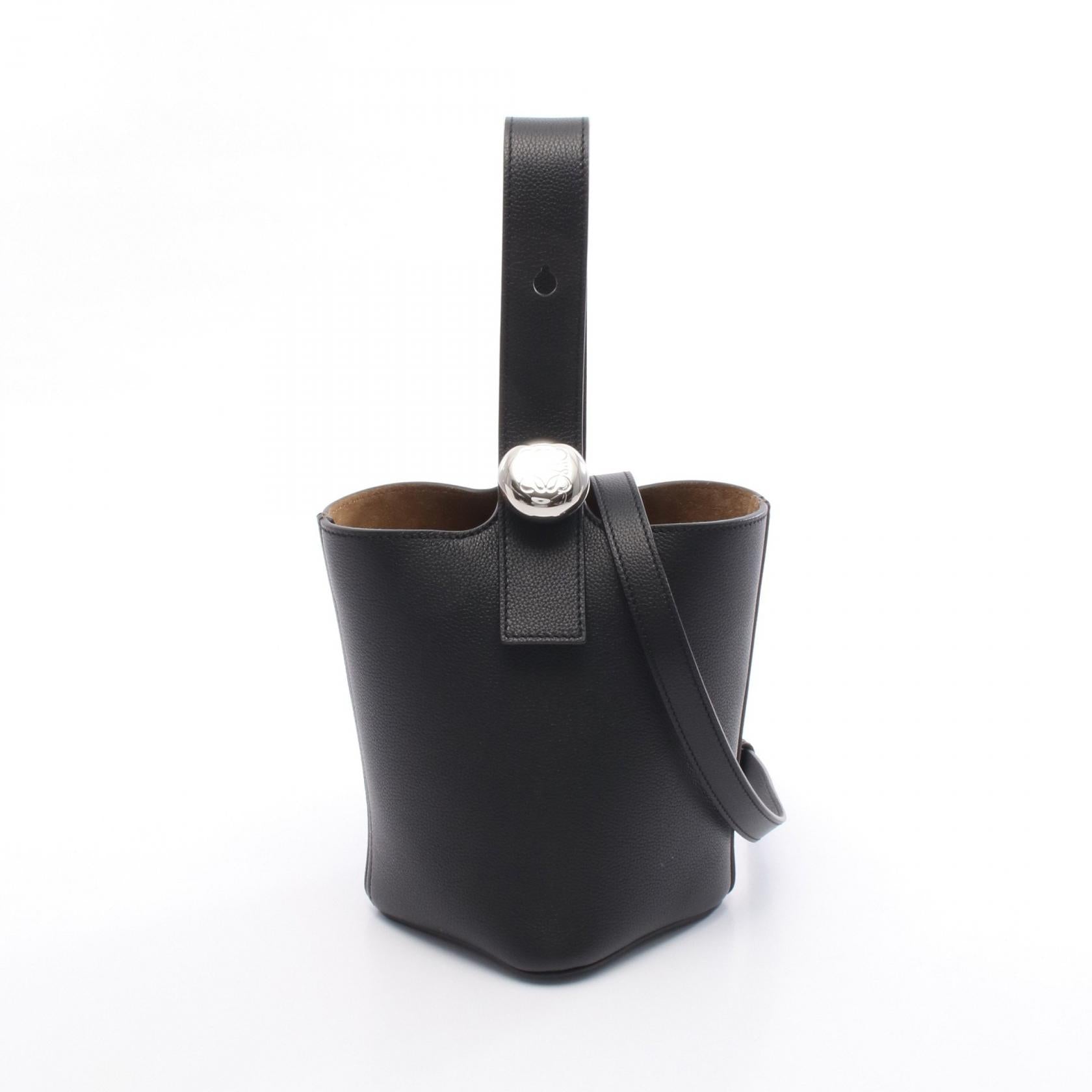 ペブルバケット ミニバッグ ハンドバッグ レザー ブラック 2WAY ロエベ バッグ LOEWE