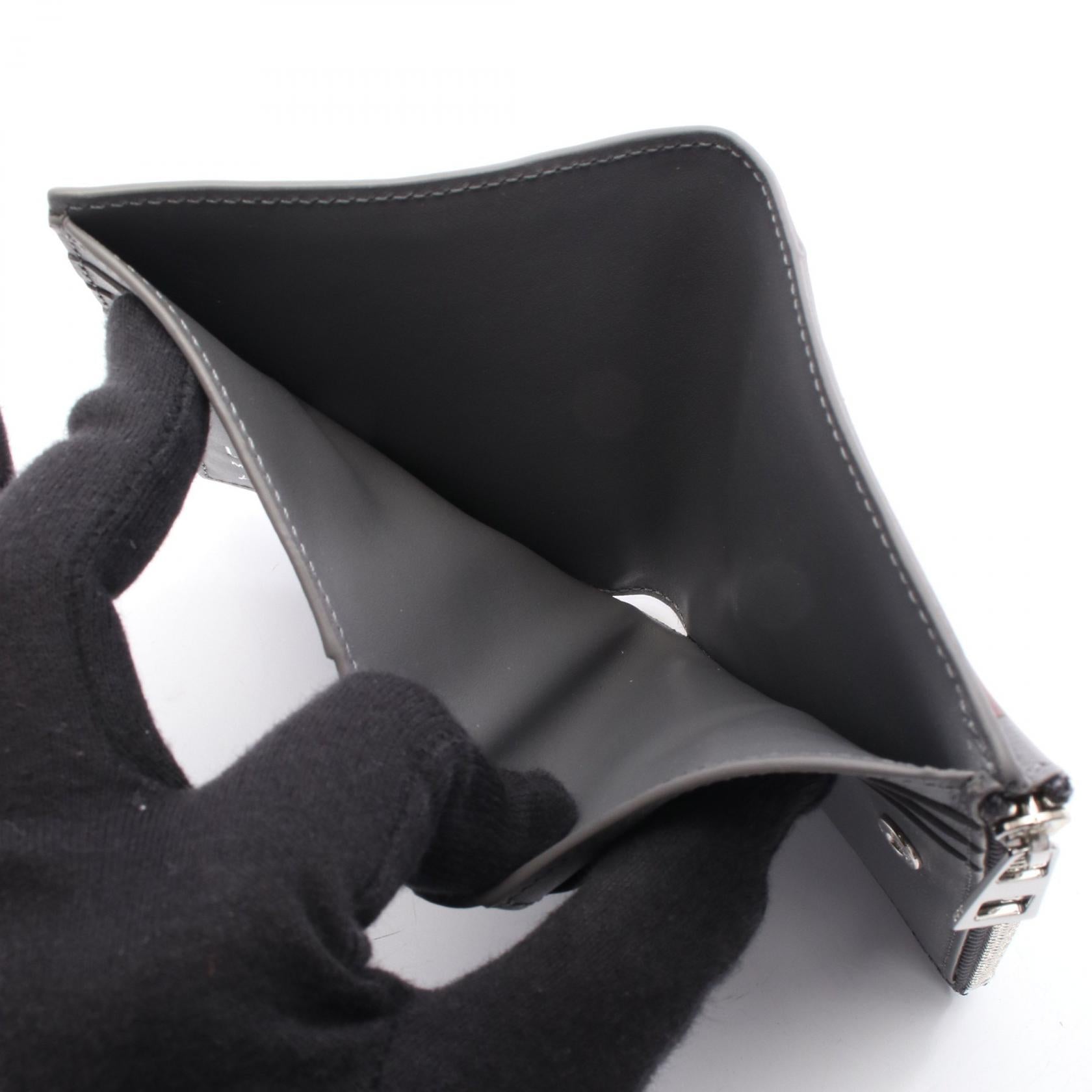 スリム コンパクトウォレット 二つ折り長財布 レザー グレー ボルドー