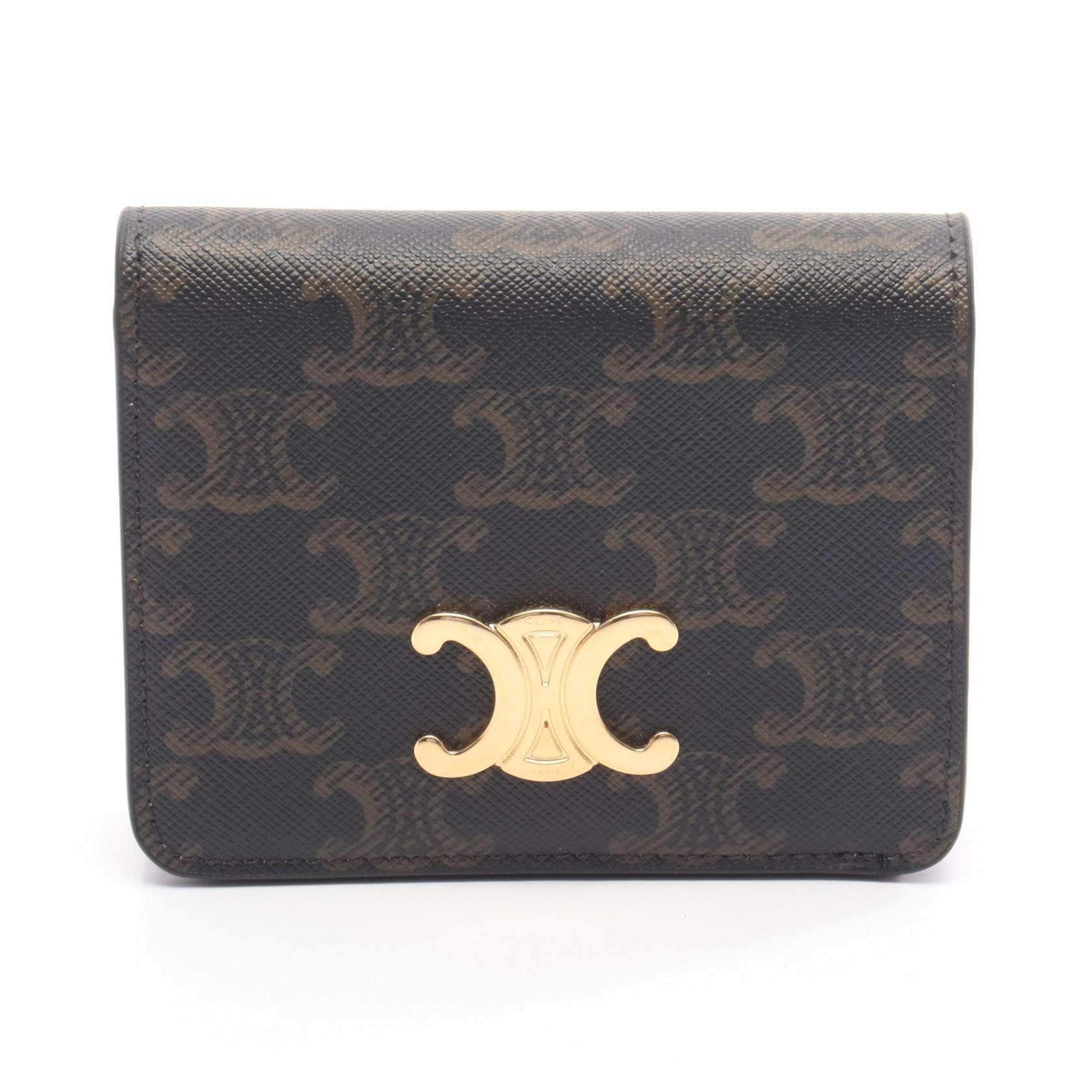 トリオンフ 二つ折り財布 PVC レザー ダークブラウン ブラウン