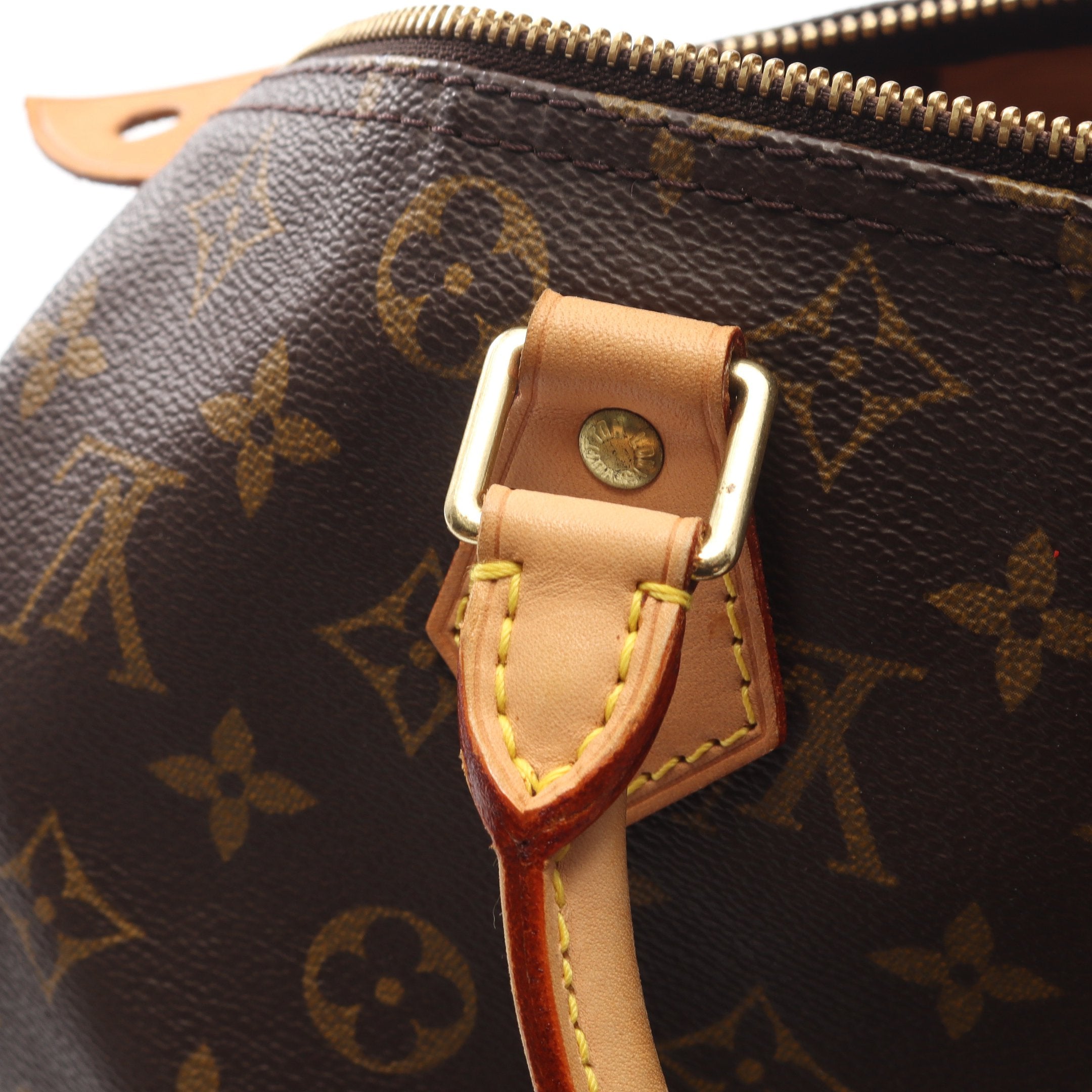 スピーディ30 モノグラム ハンドバッグ PVC レザー ブラウン ルイ