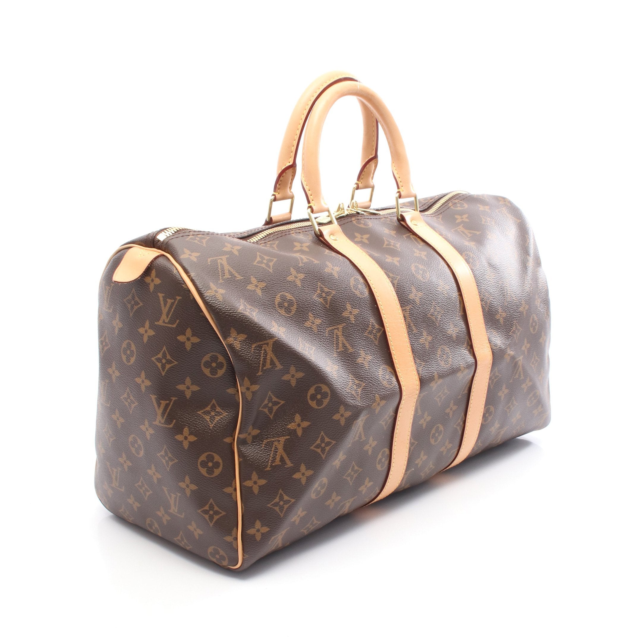 キーポル45 モノグラム ボストンバッグ PVC レザー ブラウン ルイ