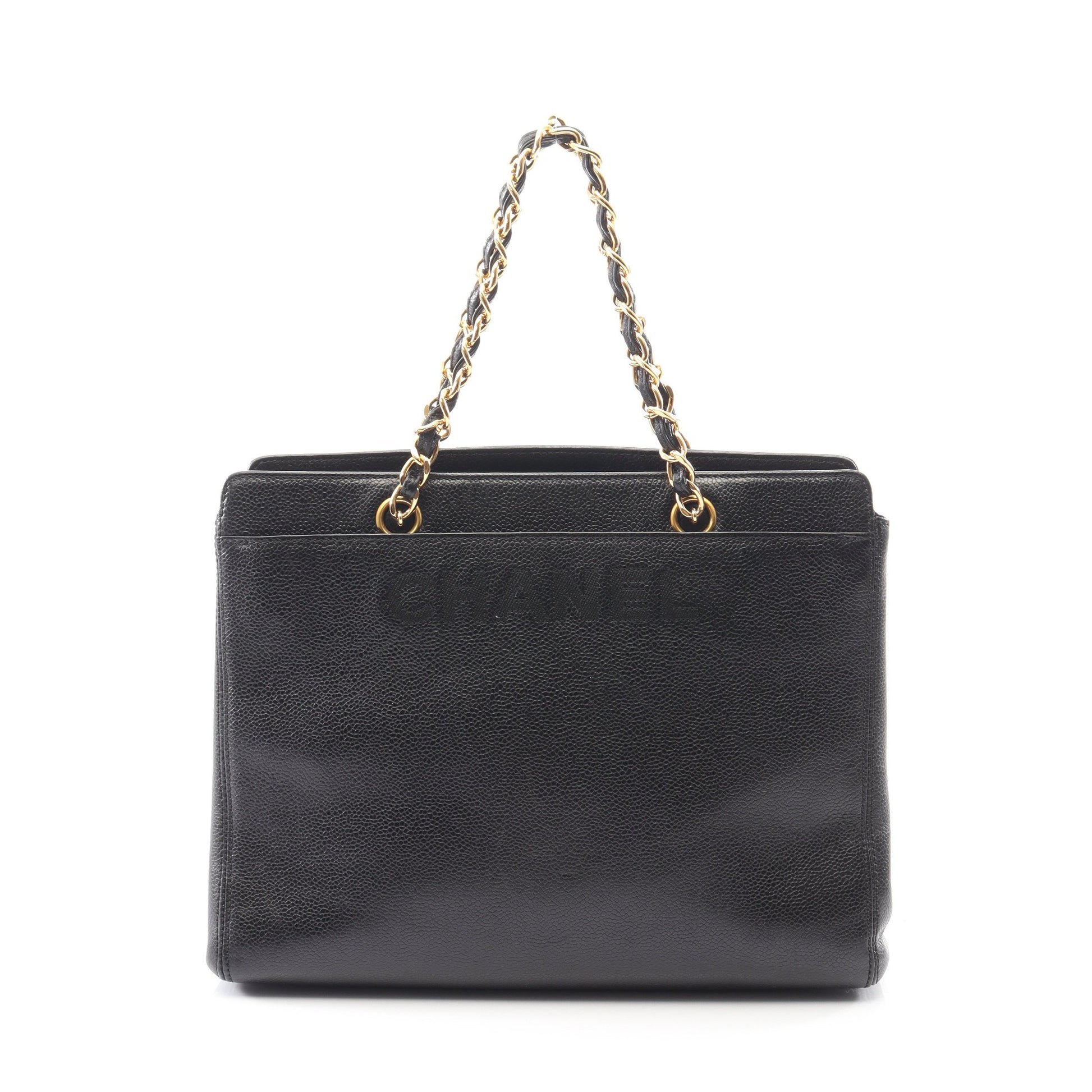 チェーンハンドバッグ キャビアスキン ブラック ゴールド金具 シャネル バッグ CHANEL