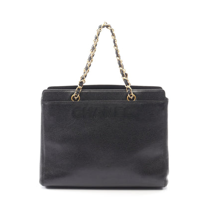 チェーンハンドバッグ キャビアスキン ブラック ゴールド金具 シャネル バッグ CHANEL
