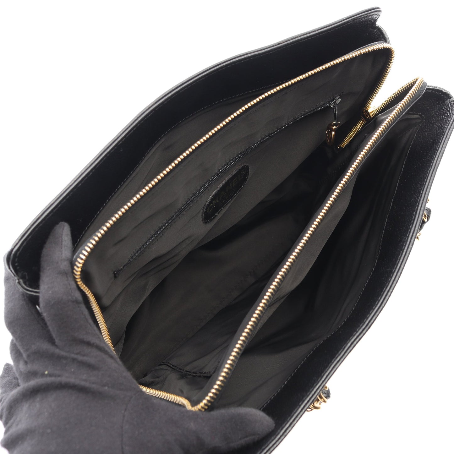 チェーンハンドバッグ キャビアスキン ブラック ゴールド金具 シャネル バッグ CHANEL