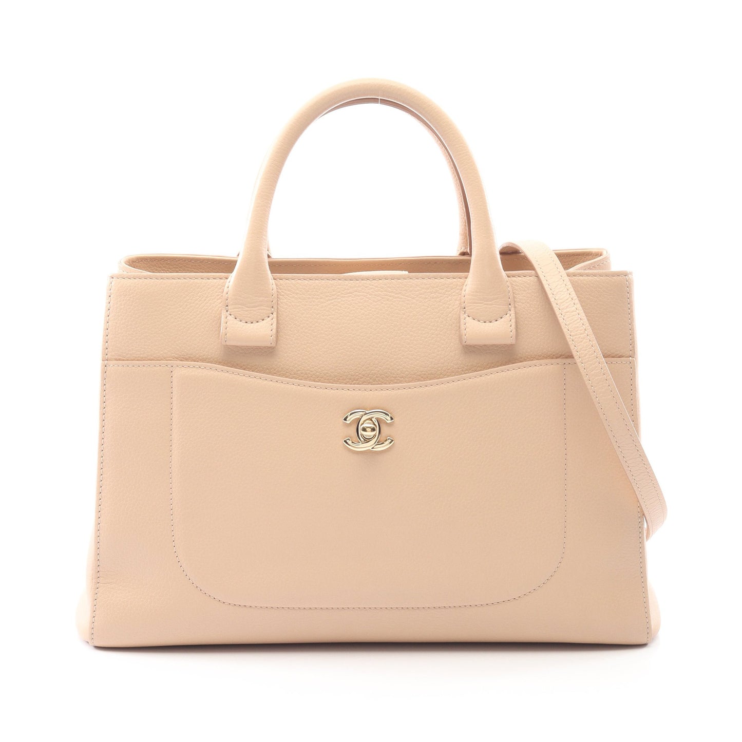 ネオエグゼクティブトート ハンドバッグ トートバッグ レザー ベージュ ゴールド金具 2WAY シャネル バッグ CHANEL