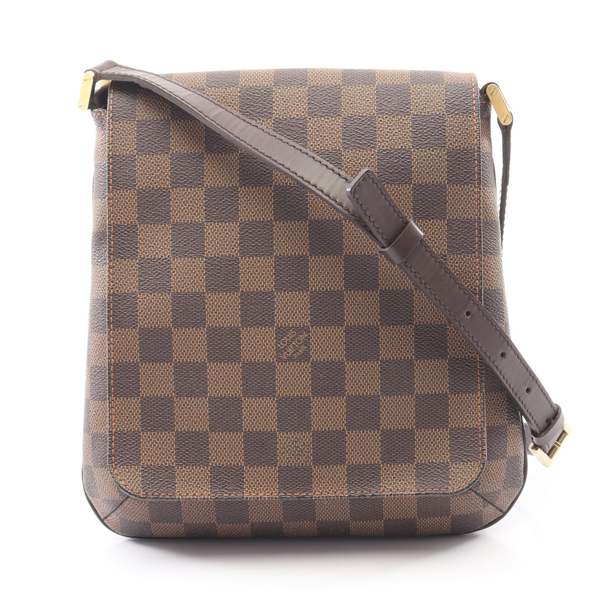 ミュゼットサルサ ロングストラップ ダミエエベヌ ショルダーバッグ PVC レザー ブラウン ルイヴィトン バッグ LOUIS VUITTON
