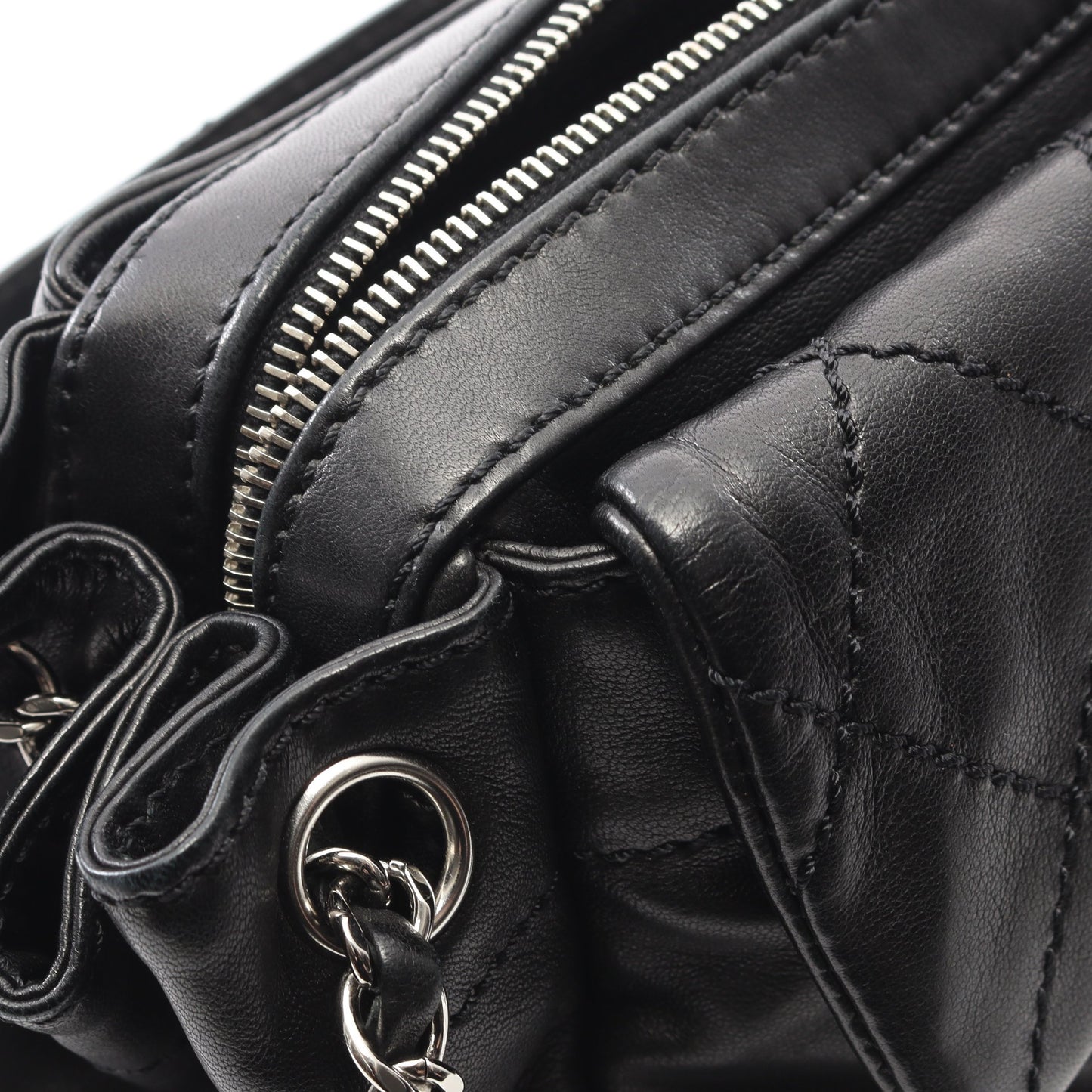 マトラッセ ワンショルダーバッグ ラムスキン ブラック シルバー金具 シャネル バッグ CHANEL