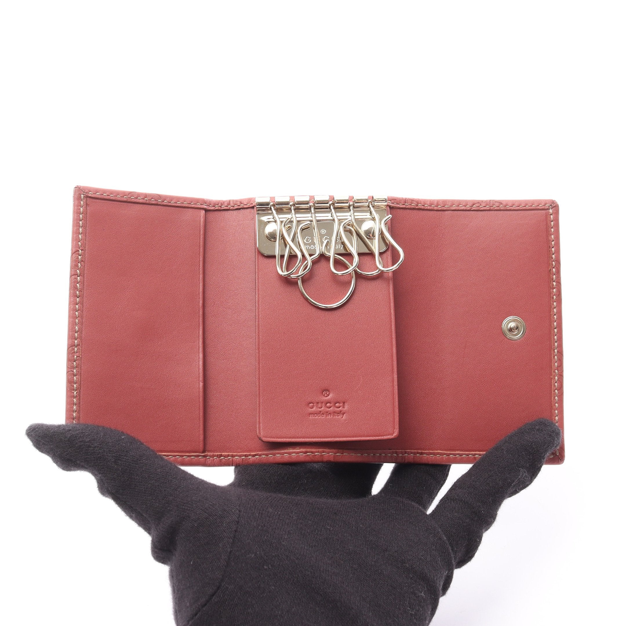 マイクログッチシマ 6連 キーケース レザー ピンクレッド グッチ – RECLO