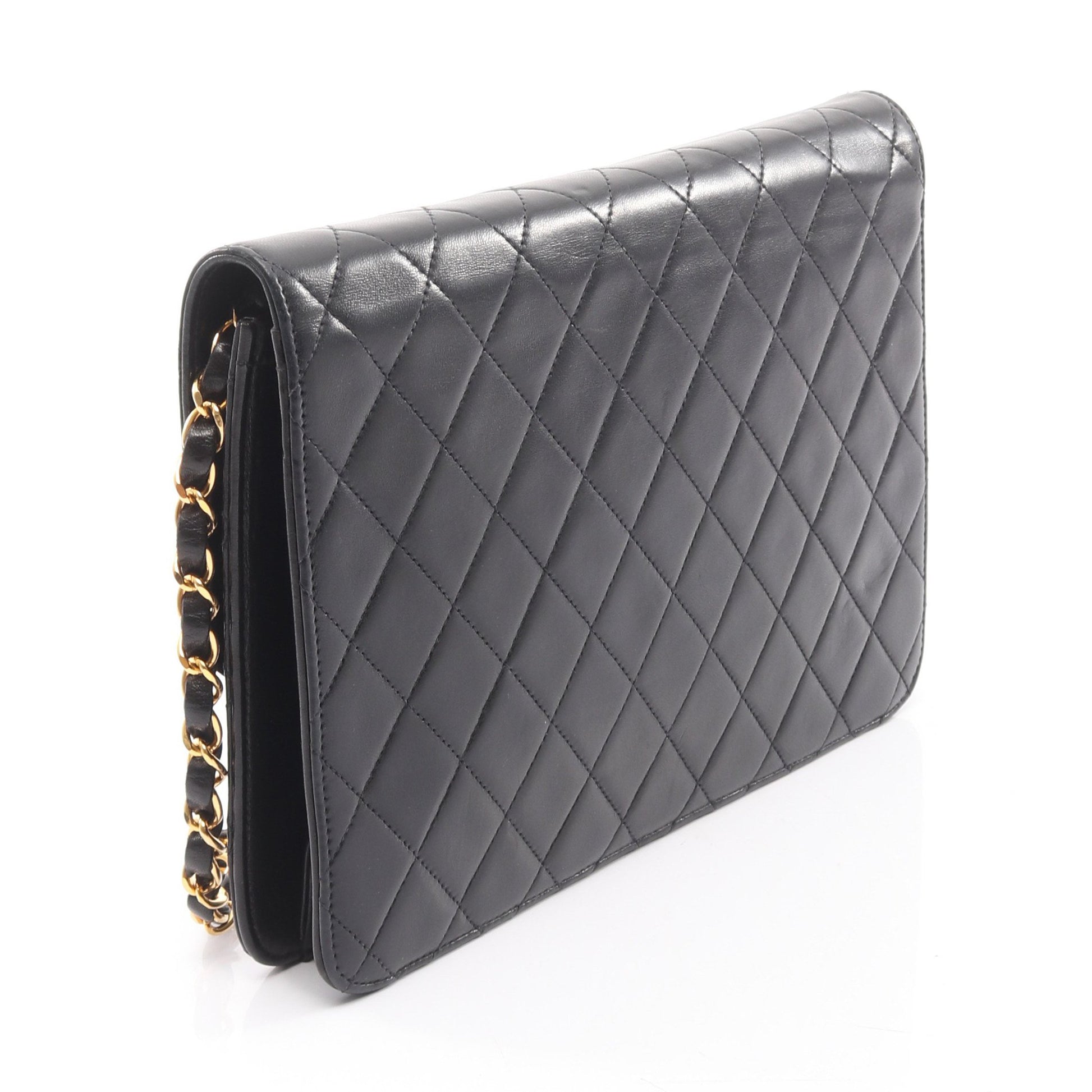 マトラッセ チェーンショルダーバッグ ラムスキン ブラック ゴールド金具 シャネル バッグ CHANEL