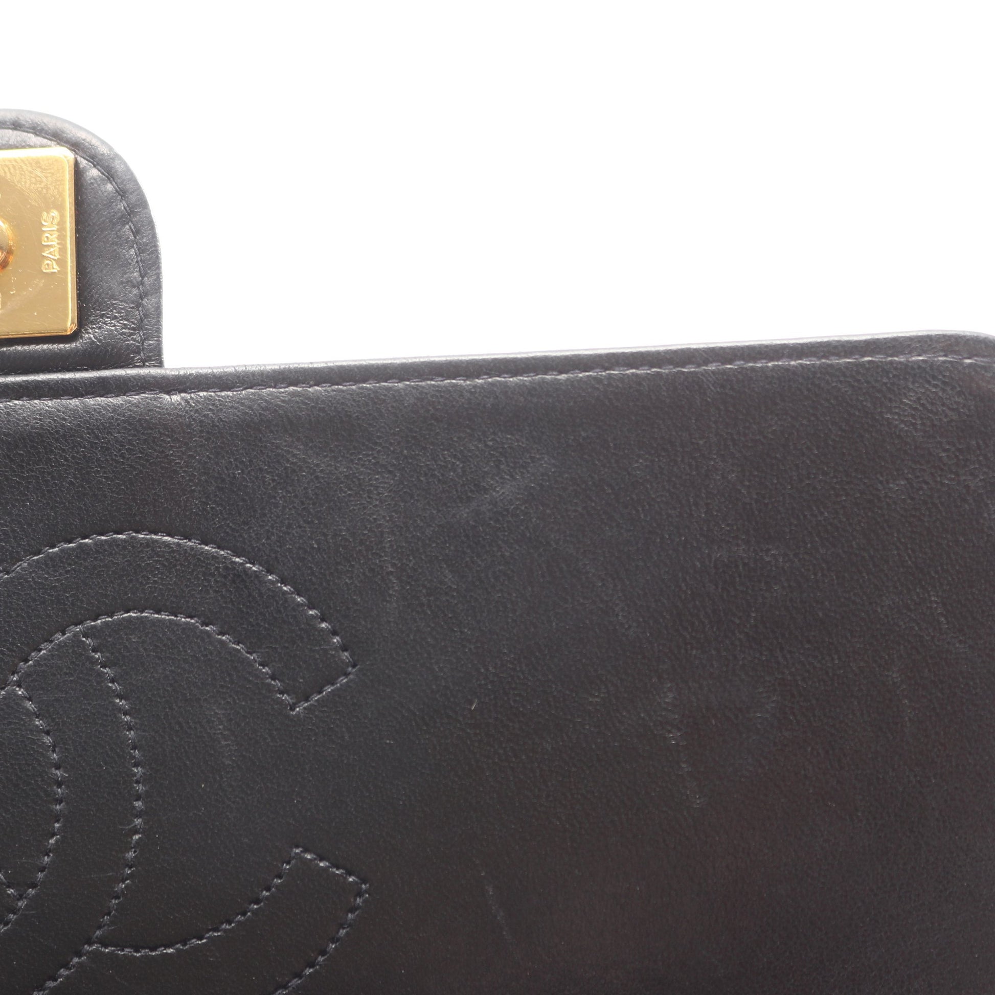 マトラッセ チェーンショルダーバッグ ラムスキン ブラック ゴールド金具 シャネル バッグ CHANEL