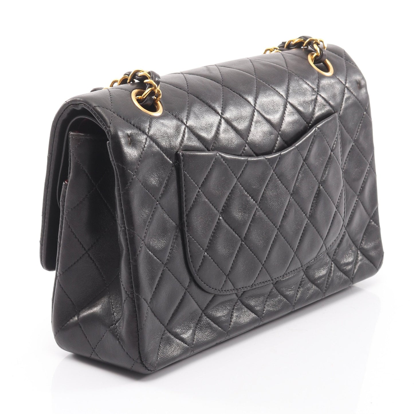 マトラッセ Wフラップ Wチェーンショルダーバッグ ラムスキン ブラック ゴールド金具 シャネル バッグ CHANEL