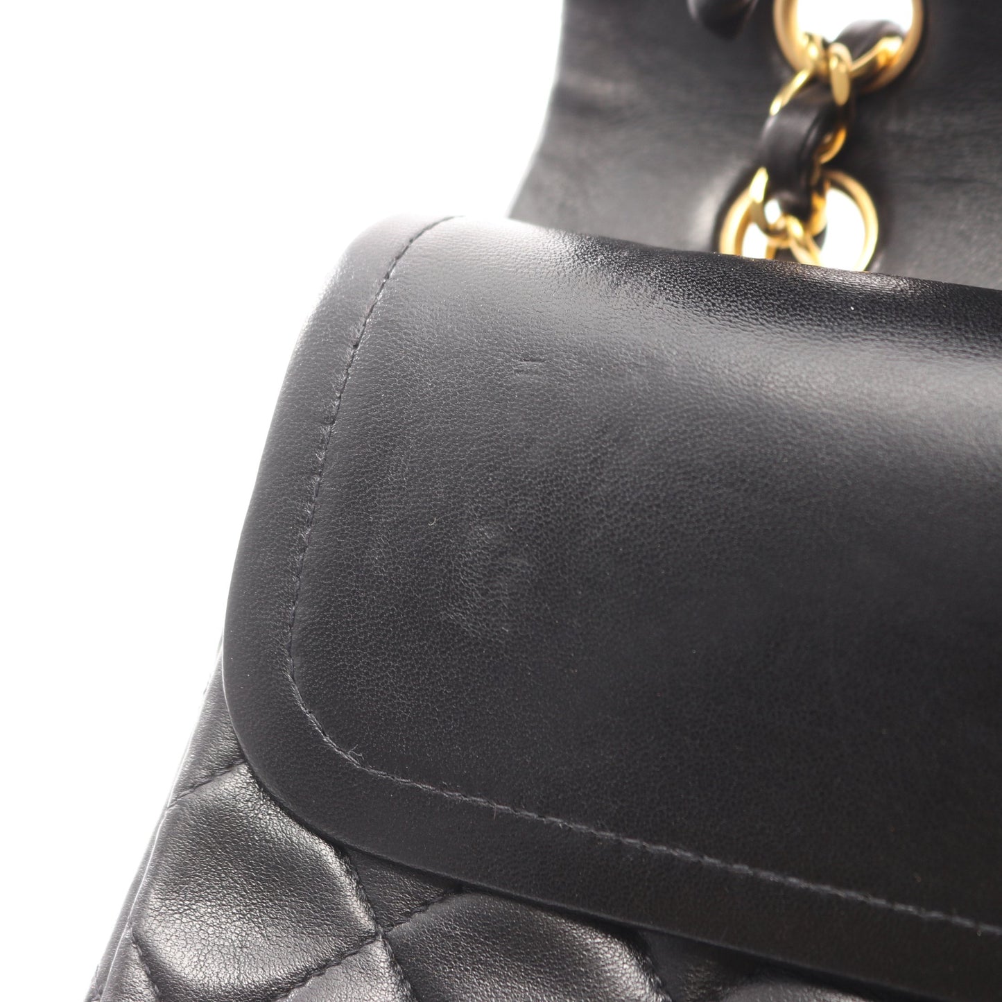 マトラッセ Wフラップ Wチェーンショルダーバッグ ラムスキン ブラック ゴールド金具 シャネル バッグ CHANEL