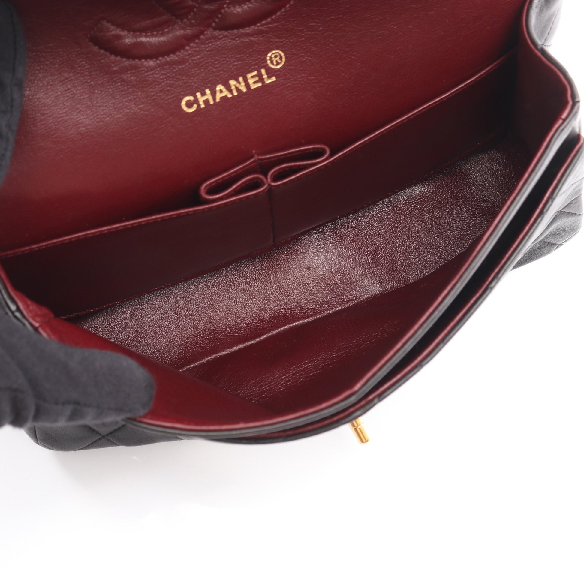 マトラッセ Wフラップ Wチェーンショルダーバッグ ラムスキン ブラック ゴールド金具 シャネル バッグ CHANEL