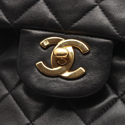 マトラッセ Wフラップ Wチェーンショルダーバッグ ラムスキン ブラック ゴールド金具 シャネル バッグ CHANEL