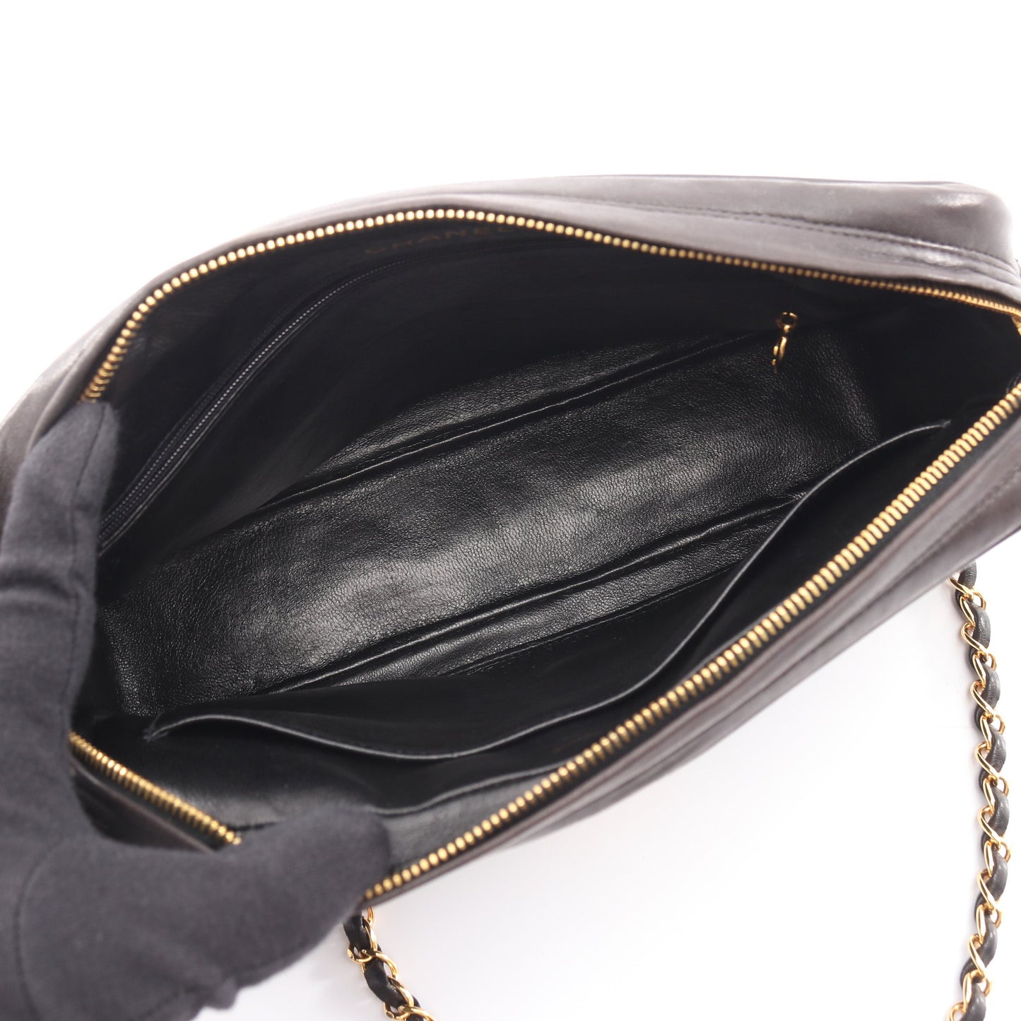 マトラッセ チェーンショルダーバッグ ラムスキン ブラック ゴールド金具 シャネル バッグ CHANEL