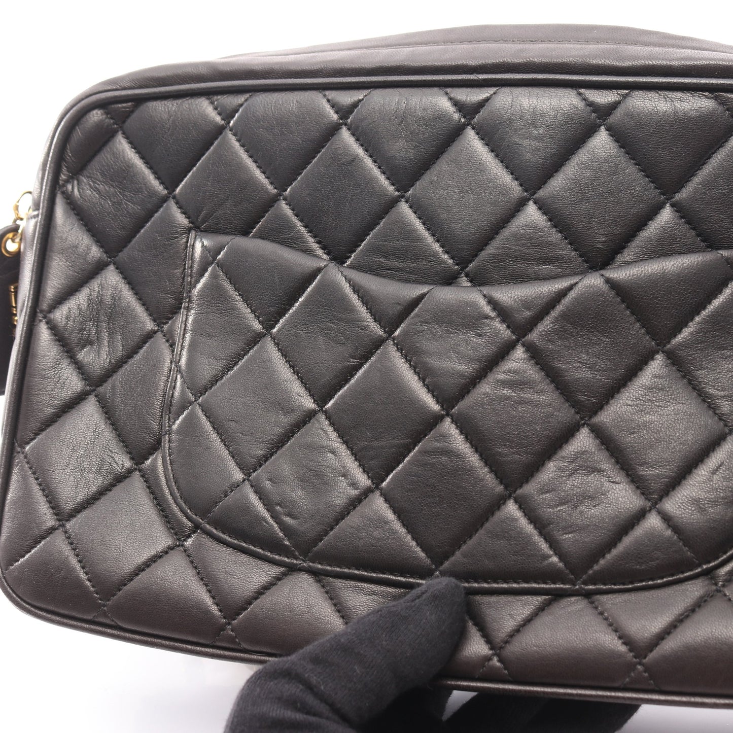 マトラッセ チェーンショルダーバッグ ラムスキン ブラック ゴールド金具 シャネル バッグ CHANEL