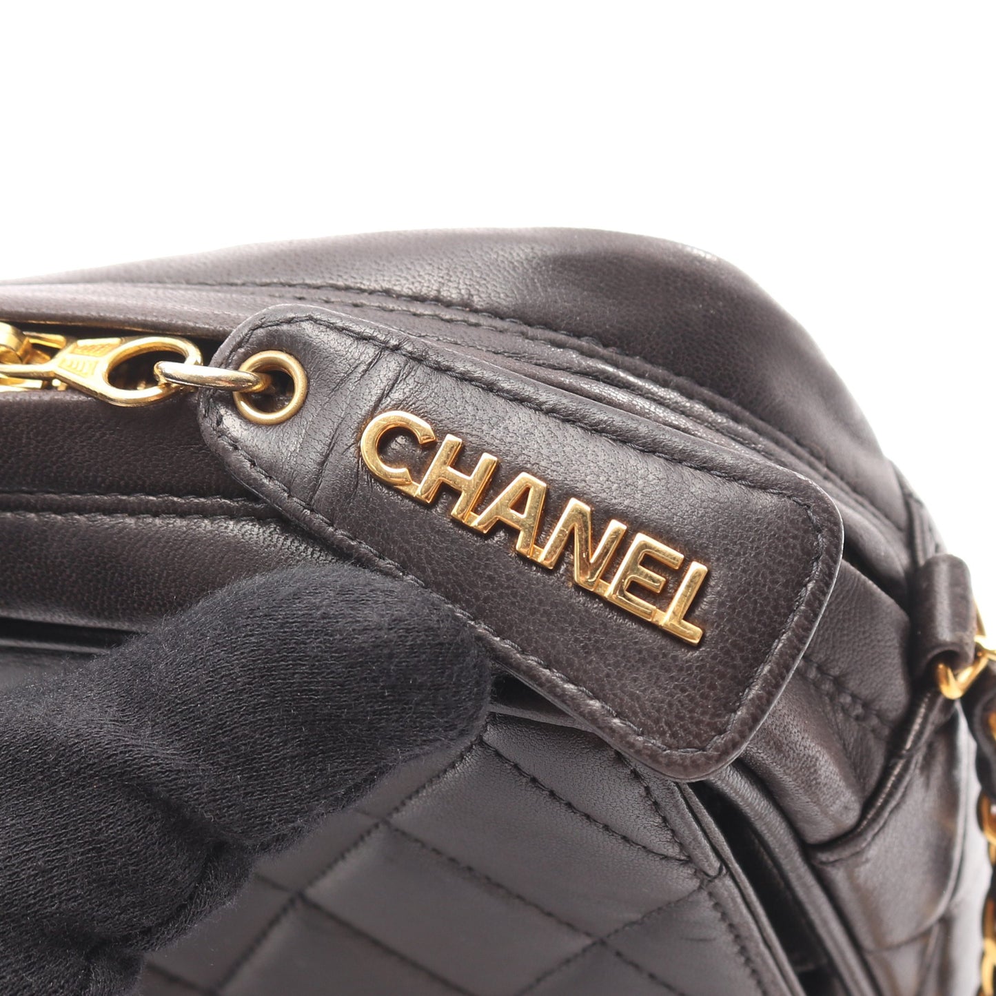 マトラッセ チェーンショルダーバッグ ラムスキン ブラック ゴールド金具 シャネル バッグ CHANEL