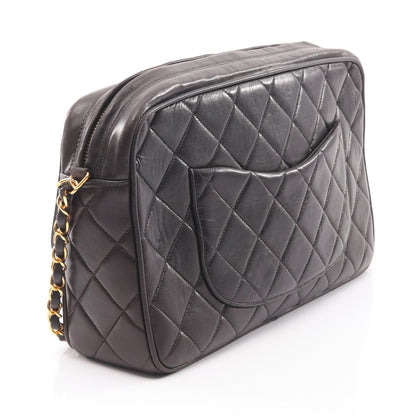 マトラッセ チェーンショルダーバッグ ラムスキン ブラック ゴールド金具 シャネル バッグ CHANEL