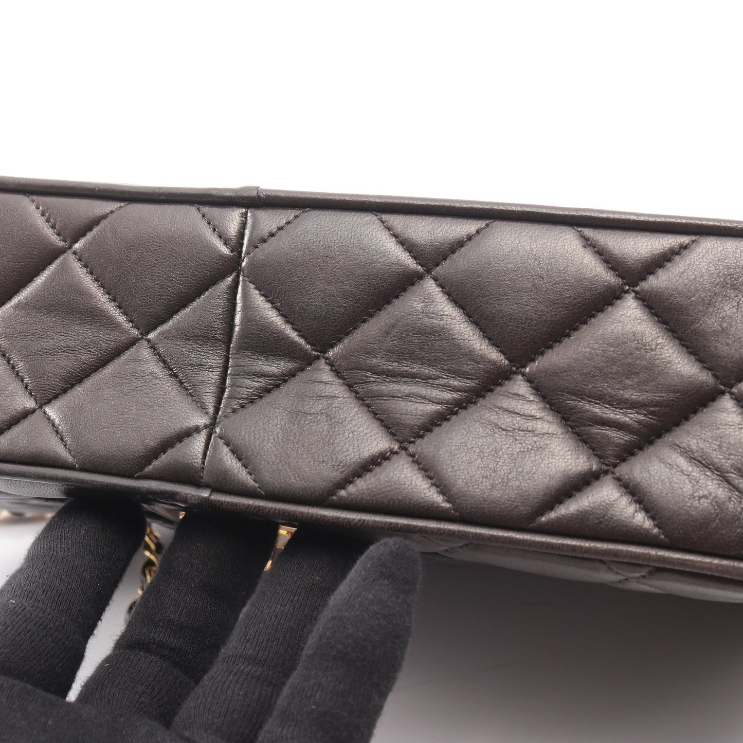 マトラッセ チェーンショルダーバッグ ラムスキン ブラック ゴールド金具 シャネル バッグ CHANEL