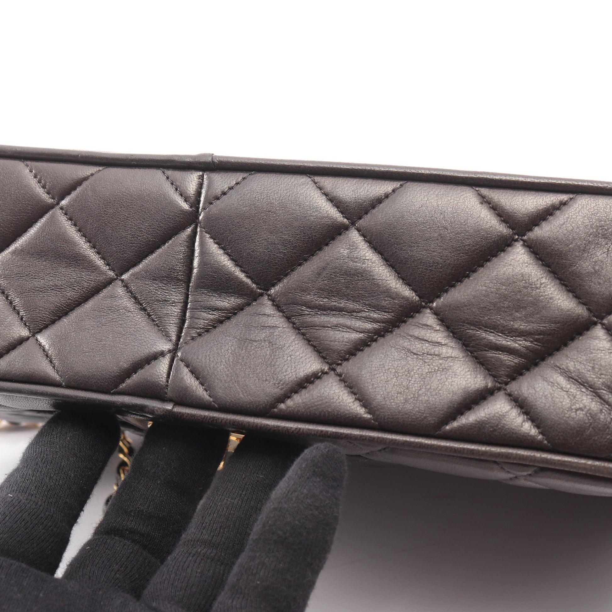 マトラッセ チェーンショルダーバッグ ラムスキン ブラック ゴールド金具 シャネル バッグ CHANEL