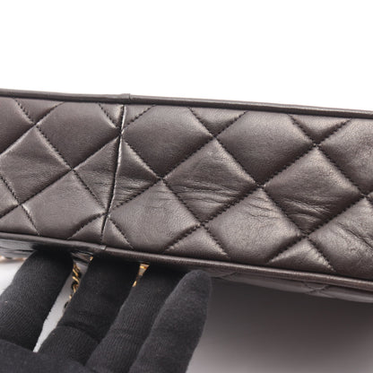 マトラッセ チェーンショルダーバッグ ラムスキン ブラック ゴールド金具 シャネル バッグ CHANEL